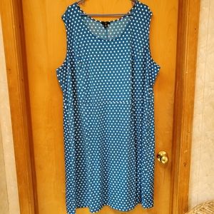 📷Ellos Blue and White Polka Dot Midi Dress - 3x